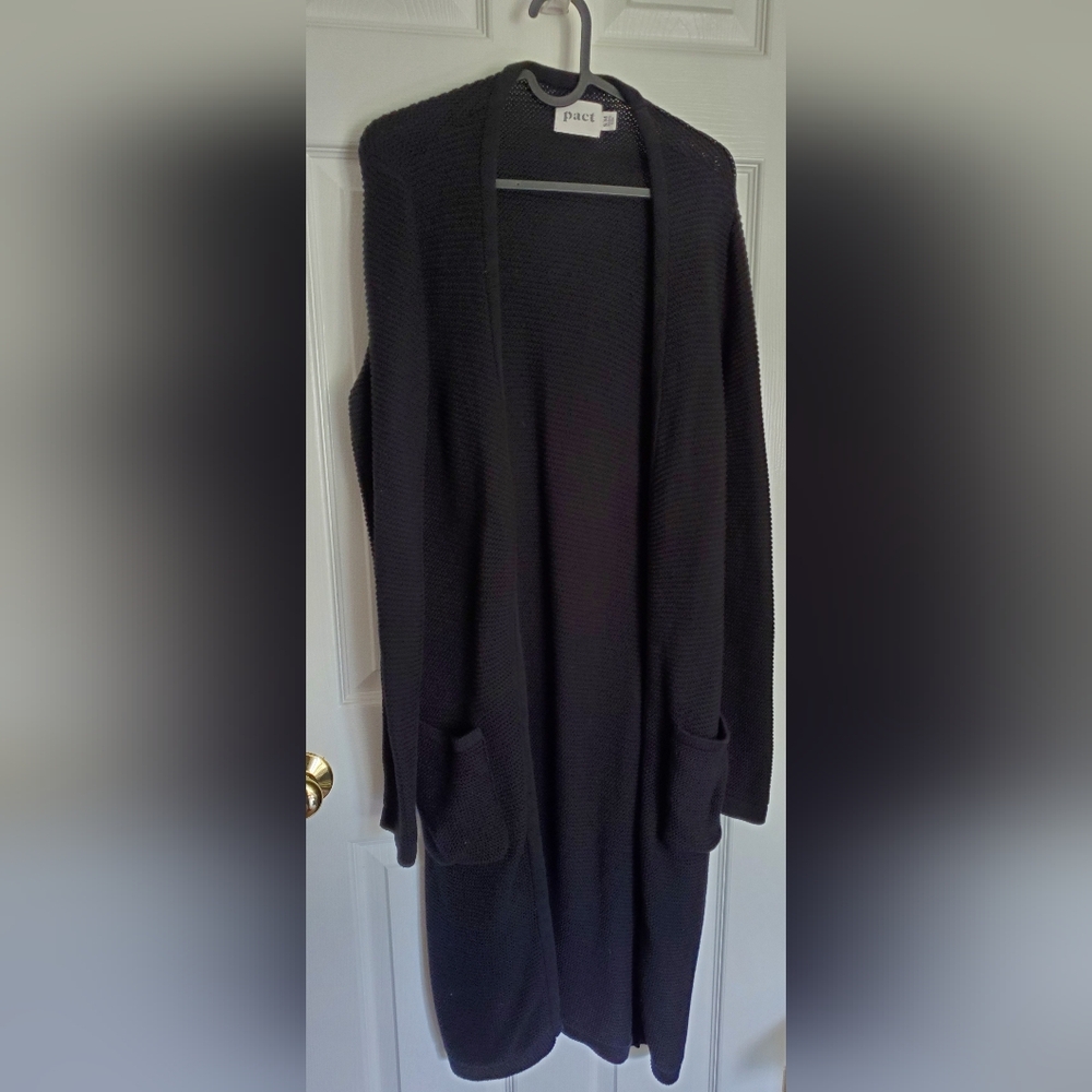 Pact Long Black Cardigan Size Small/Medium